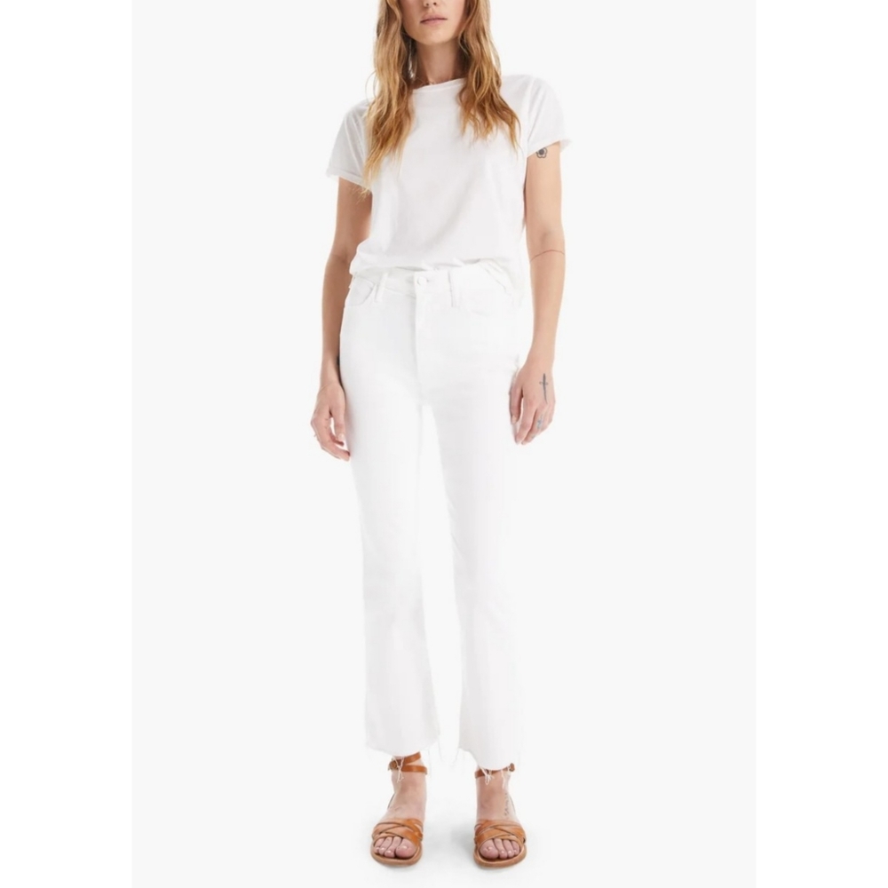 MOTHER The Hustler Ankle Fray Jeans in Fairest Of Them All White